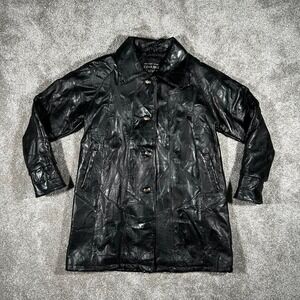 Maxam Brand Italian Mosaic Genuine Lambskin Leather Patchwork Coat Jacket Black